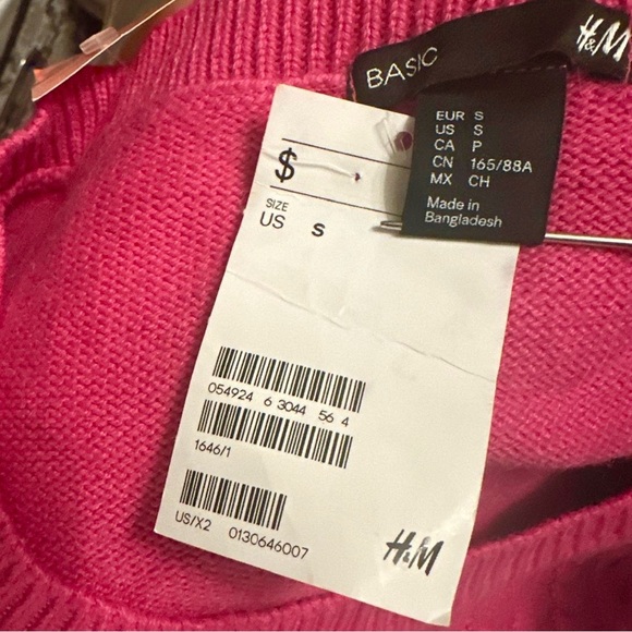 H&M New Cableknit Crewneck Sweater Pink Fuchsia Women Size Small NWT - Picture 9 of 11